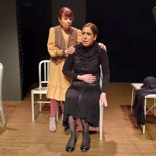 Teri Black and Susan Richard in The Half Life Of Marie Curie by Lauren Gunderson, directed by Kim Sharp